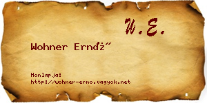 Wohner Ernő névjegykártya